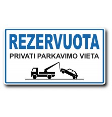 Plastikinė lentelė REZERVUOTA 140x250mm