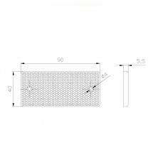 Atspindys 90x40mm su skylutėm baltas