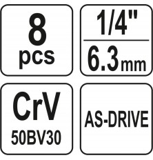 Ilgų galvučių komplektas 1/4"8vnt